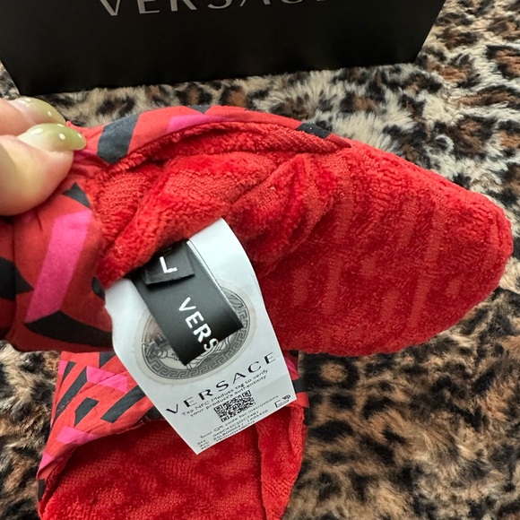 Versace Red and Black Patterned Slippers - Picture 4 of 4